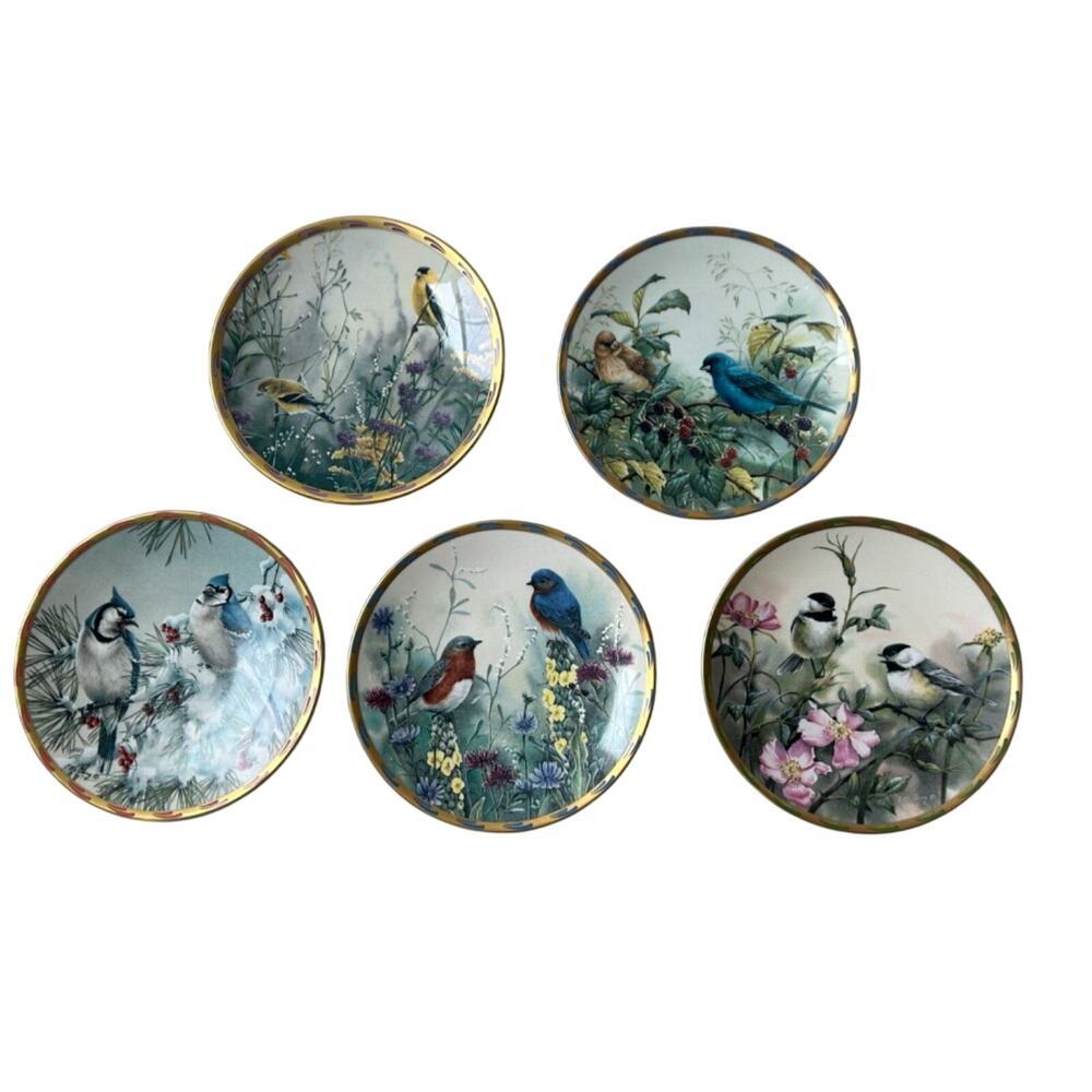 Catherine McClung Set of 5 Lenox Nature's Collage Bird 8" Plates Collection USA